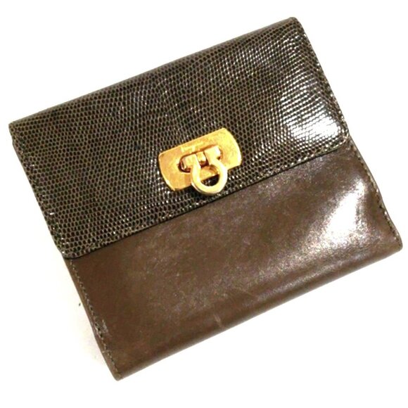 Salvatore Ferragamo Handbags - Salvatore Ferragamo Brown Leather Vintage Bi-Fold Wallet – Gancini Luxury Closur
